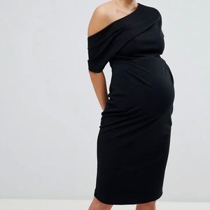 Asos Design Maternity Pleated Shoulder Pencil Dress